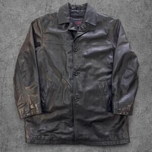 Vintage Oscar Leopold 100% Leather Trench Coat